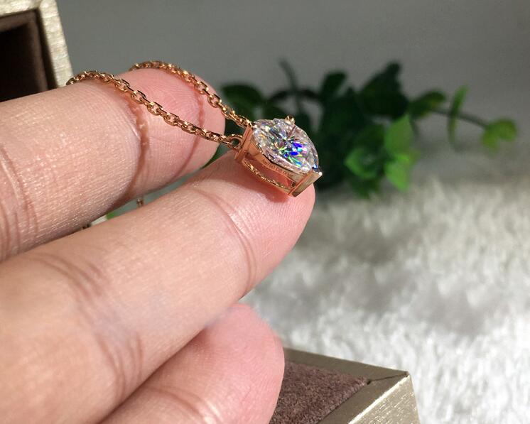 Heart Pendant Necklace 3CT Pear Shape White Topaz CZ Stone Sterg Sier & Rose Gold Fill | Gift for Women