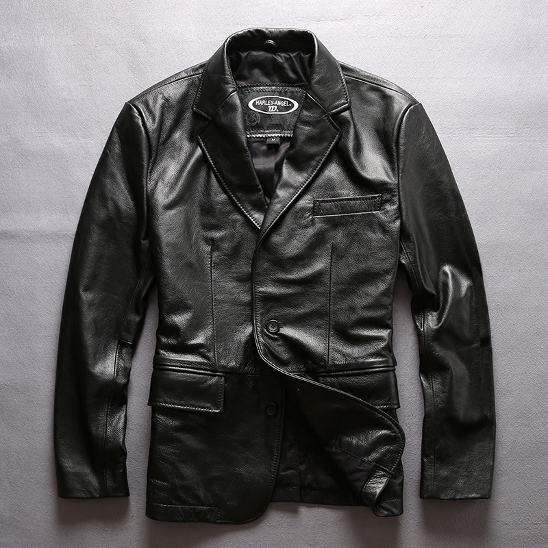 genuine 2020 blazer Fashion jacket men's slim fit real Suit turn down collar men casual leather coat, Black
genuine 2020 blazer Fashion jacket men's slim fit real Suit turn down collar men casual leather coat, Black