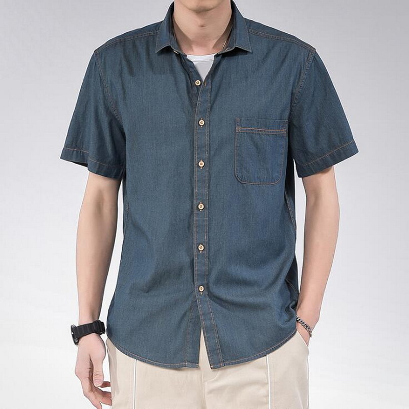 2020 Men's Short-sleeved Shirt Cotton Youth Slim Casual Denim Shirt Fashion Men Denim Single Breasted Cotton Shirts, Black
2020 Men's Short-sleeved Shirt Cotton Youth Slim Casual Denim Shirt Fashion Men Denim Single Breasted Cotton Shirts, Black