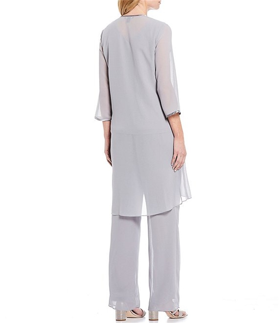 ursula silver mother of the bride pant suits chiffon beading lace appliqued wedding guest dress plus size women formal outfit