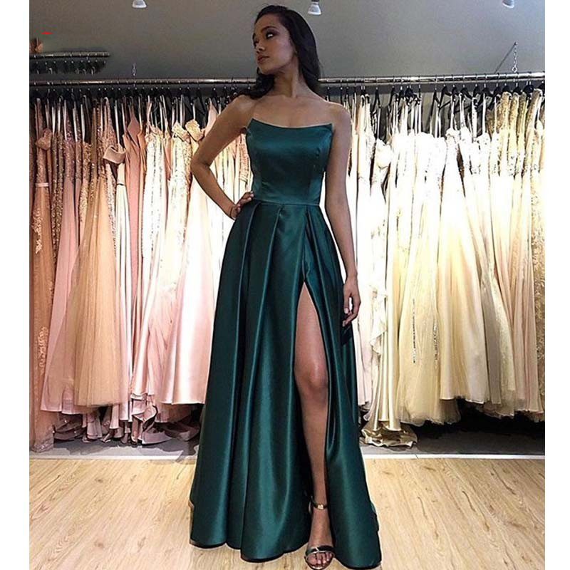 Leg Slit Long Evening Dresses Dark Green Satin A-Line Evening Gowns 2020 Strpless Simple Women Dinner Dresses abendkleider, Purple
Leg Slit Long Evening Dresses Dark Green Satin A-Line Evening Gowns 2020 Strpless Simple Women Dinner Dresses abendkleider, Purple