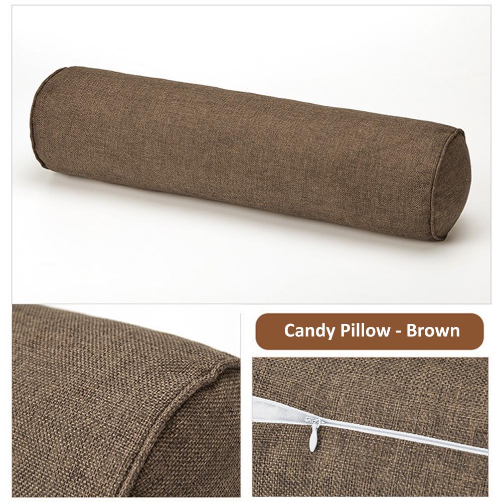 Removable Solid Color Round Cervical Pillow Bed Roll Cushion Head Leg Back Support Light Travel Column Pillow