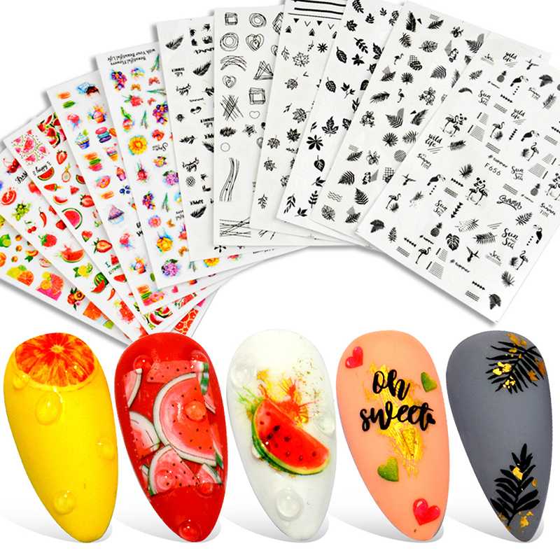 1pcs Fruit Flower Leaf Nail Art Sticker Abstract Face Watermelon Strawberry Lemon 3D Adhesive Slider Summer Nail Decoration
1pcs Fruit Flower Leaf Nail Art Sticker Abstract Face Watermelon Strawberry Lemon 3D Adhesive Slider Summer Nail Decoration