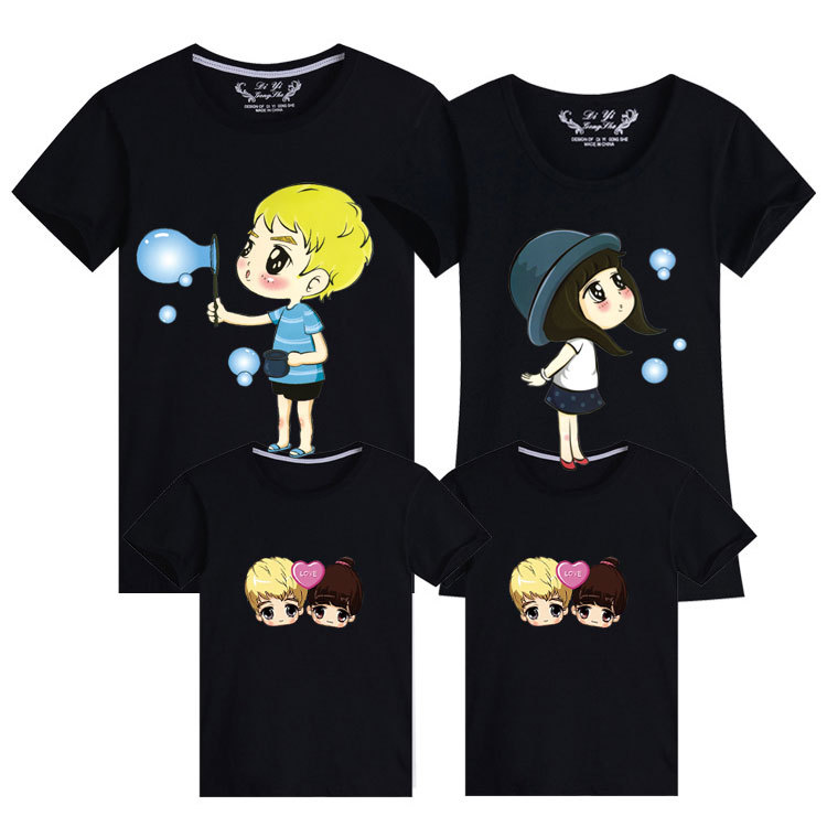 Family Matching Outfits Cotton Summer Print T-shirt Mommy Daughter Father Son Look