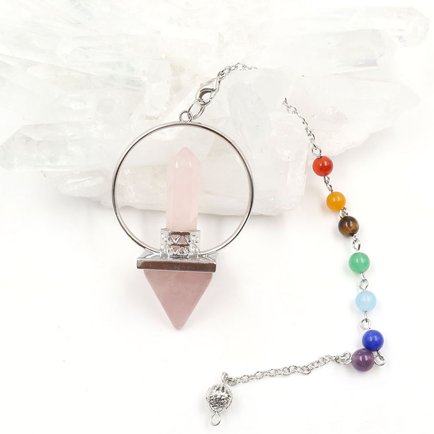 Natural crystal hexagonal column energy pyramid chakra chain spirit decoration pendant men and women Reiki Healing Crystal Pendant Necklace
