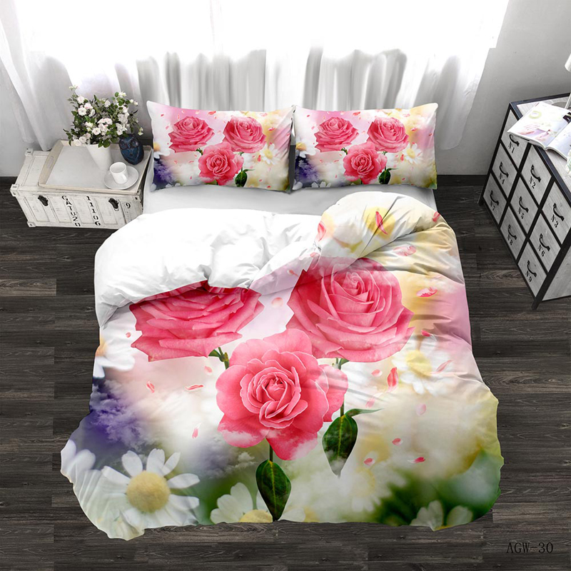 3D Rose Bedding Set Duvet Cover Floral Print Bed Linen Bedding Cover Comforter Sets Bedclothes Bed Set(no Sheet)