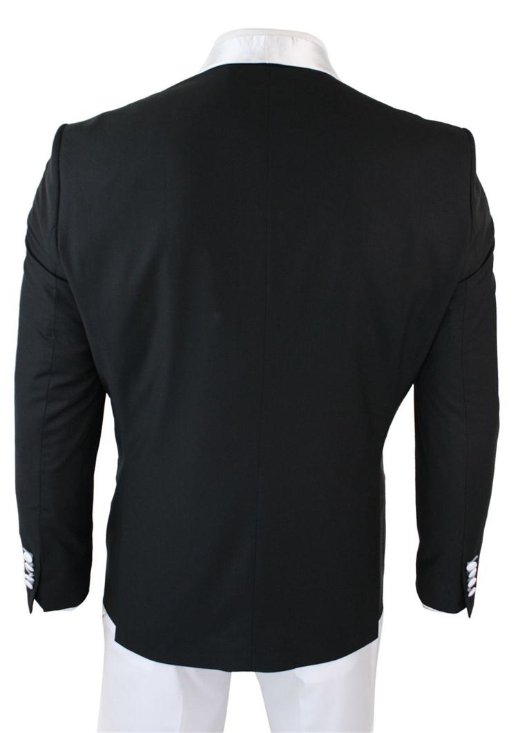 Simple Design Color Black White Wedding Groomsmen Suits With Shawl Lapel One Button Business Custom Made Back Vent Men Suits (Jacket+Pant)
