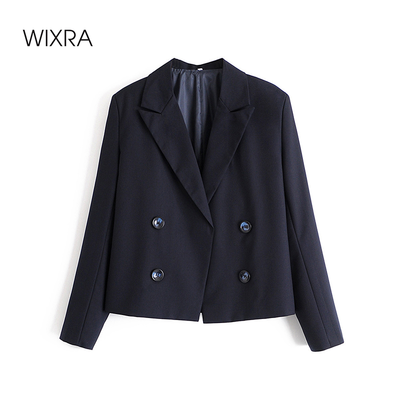 Wixra Women's Blazer Autumn Spring Navy Short Blazer Double Breasted High Street Ladies Long Sleeve Coat Outerwear, Only pants 27612
Wixra Women's Blazer Autumn Spring Navy Short Blazer Double Breasted High Street Ladies Long Sleeve Coat Outerwear, Only pants 27612