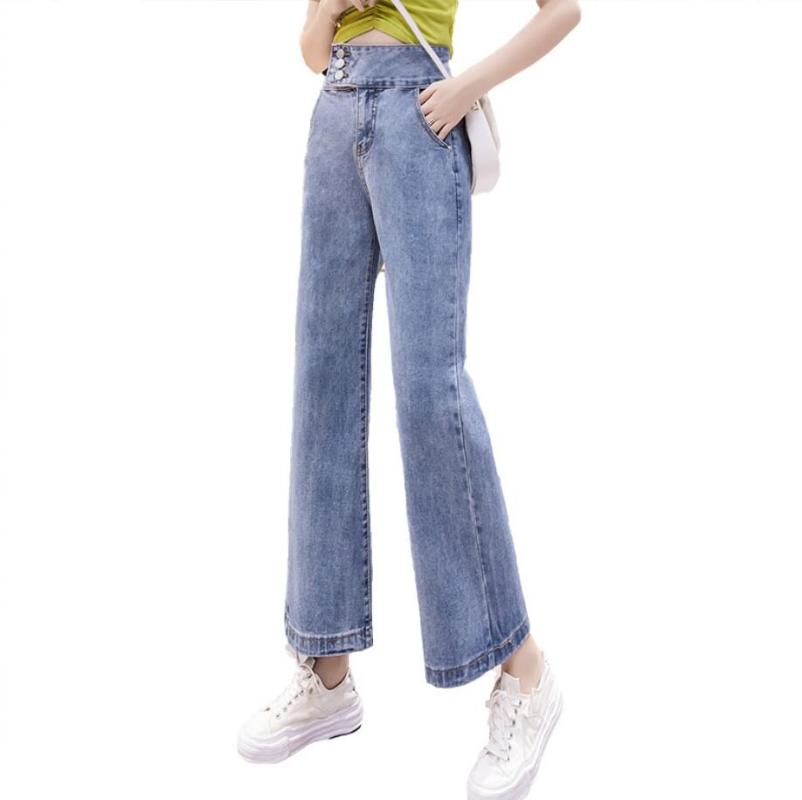Women Spring Autumn high waist jeans female Single-breasted loose wide leg pants casual denim pants q519, Blue
Women Spring Autumn high waist jeans female Single-breasted loose wide leg pants casual denim pants q519, Blue