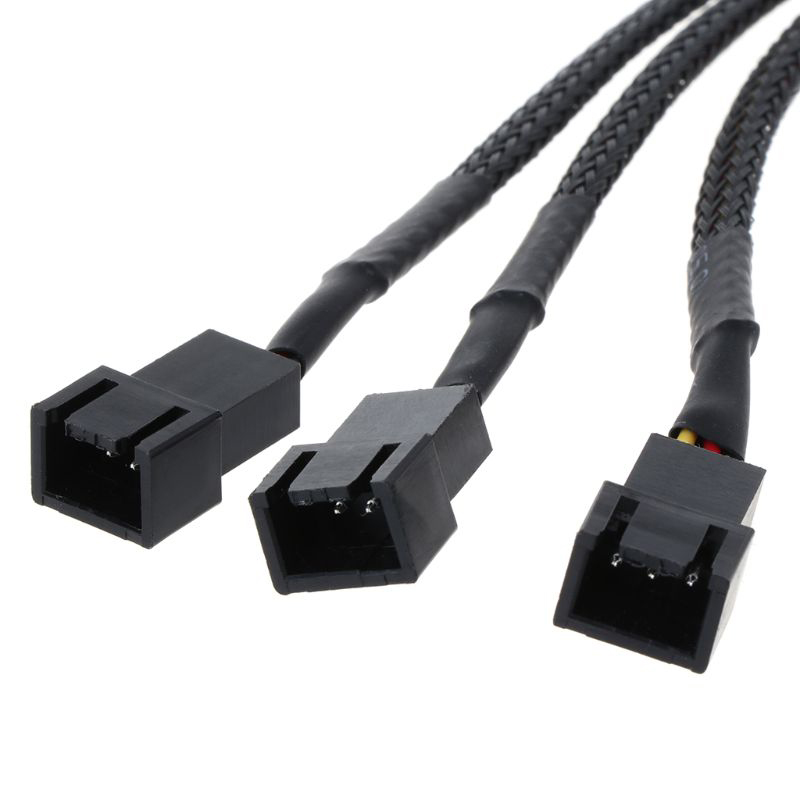 12V 30CM 3Pin Fan PWM 1 to 3 Way Power Supply Extension Cable Y Splitter Port Multiplier PC Computer Cooling 22AWG Wire Accessory