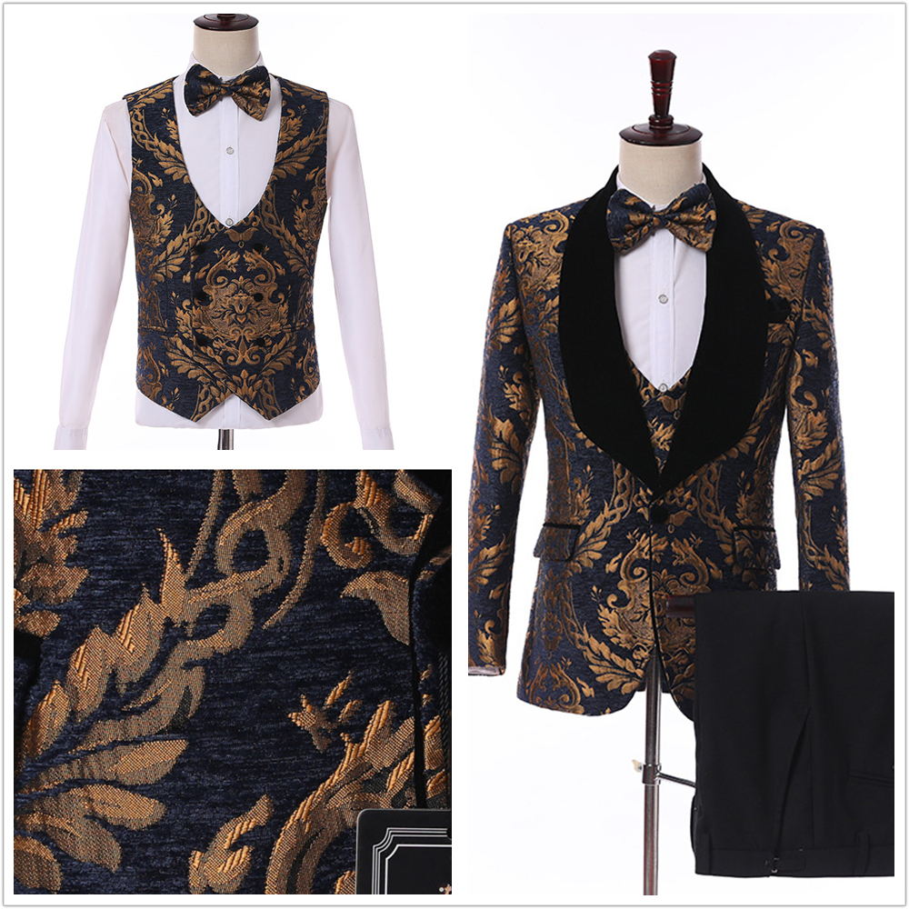 Hot Embossed Navy Blue classic Fit Tuxedos Best Man Jacquard Suit Groom Wedding Shawl Lapel Men Suits Blazer Jacket+Pants+Vest 3pieces Set, Same as picture
Hot Embossed Navy Blue classic Fit Tuxedos Best Man Jacquard Suit Groom Wedding Shawl Lapel Men Suits Blazer Jacket+Pants+Vest 3pieces Set, Same as picture