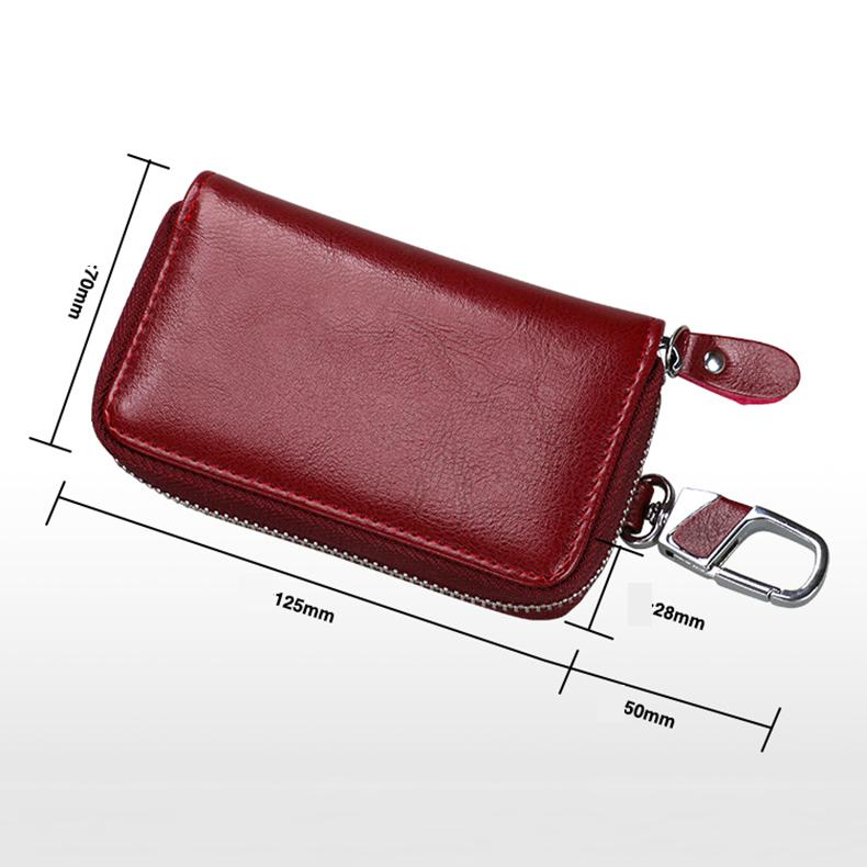 Unisex Split Cowhide Leather Key Wallet Card Holder Business Organizer Housekeeper Case Keychain Purses Pocket Car Keys Bag