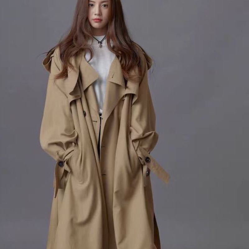 A substituting Han Guodong door classic double-breasted loose version women' long windbreaker, Khaki
A substituting Han Guodong door classic double-breasted loose version women' long windbreaker, Khaki