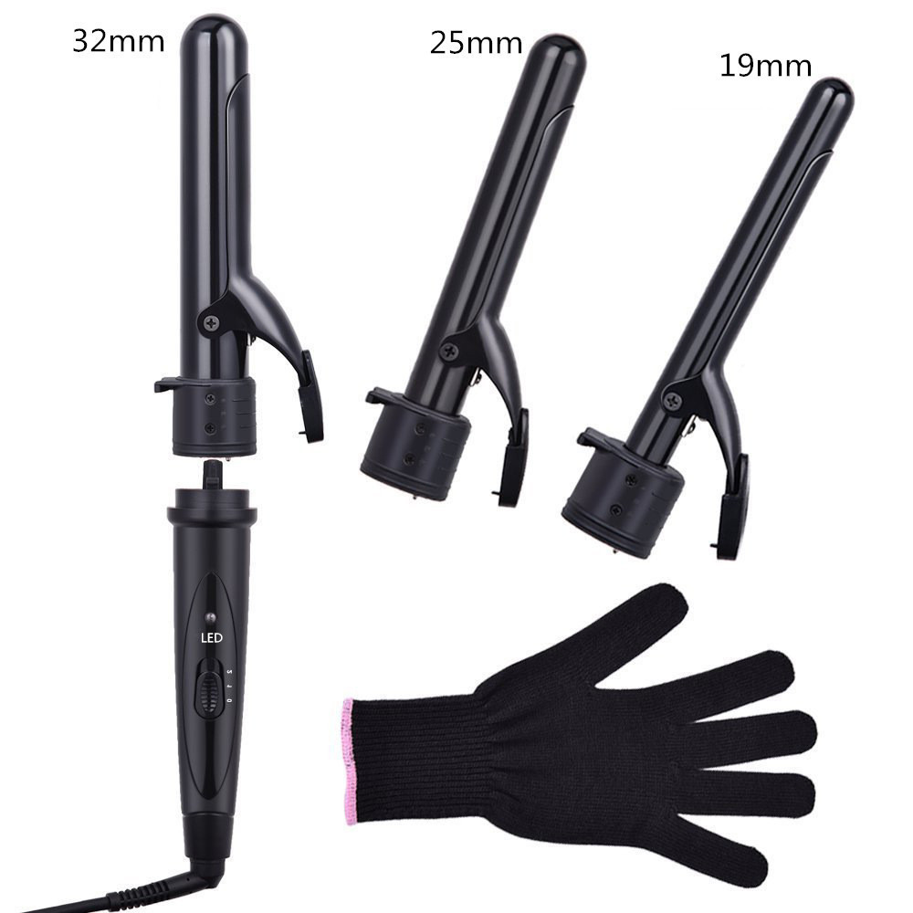 3 Part Hair Curling Iron Professional 19 25 32mm Hair Curler Roller Ceramic curling wand Machine Hair Styling Tools 100-240V