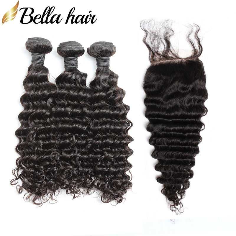 Brazilian Virgin Hair Weave Extensions 3 Bundle With Closure 4x4 Top Lace Closures Deep Wave Human Hair Weave Weft 4pcs/lot Bella Hair, Natural color
Brazilian Virgin Hair Weave Extensions 3 Bundle With Closure 4x4 Top Lace Closures Deep Wave Human Hair Weave Weft 4pcs/lot Bella Hair, Natural color