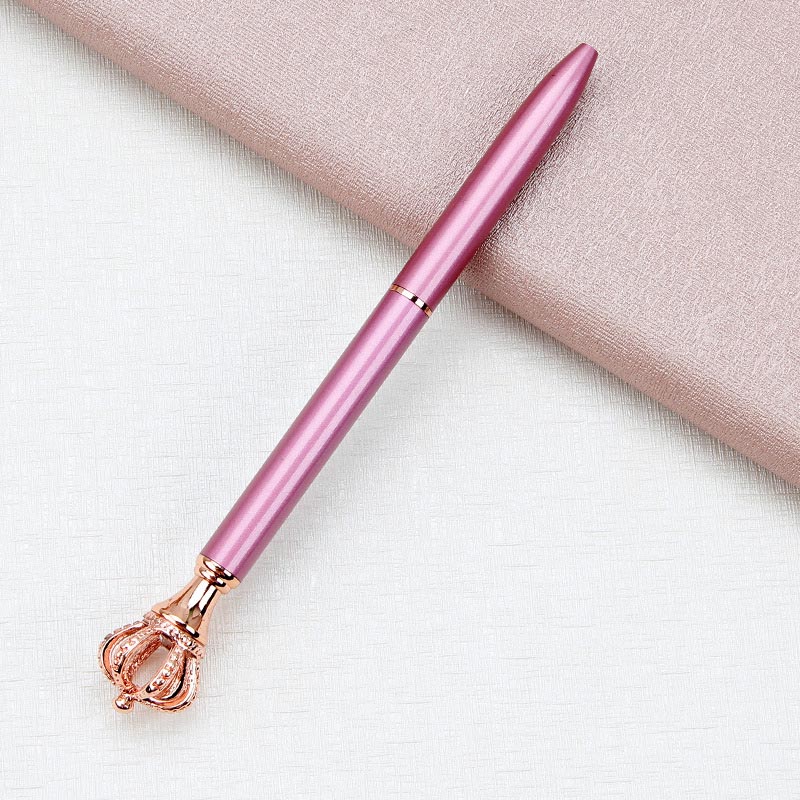 Creativity Crown Adornment Crystal Pen Gem Ballpoint Ring Wedding Office Metal Rings Roller Ball Pens 8 Style