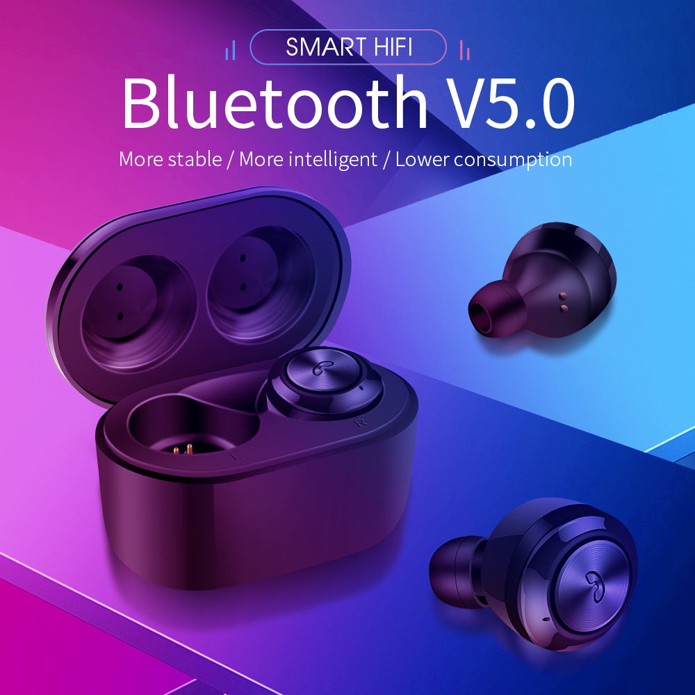 A6 Waterproof TWS Bluetooth 5.0 Wireless Earphones Bluetooth Gaming Earphone for all Smart Phone Earphone, White