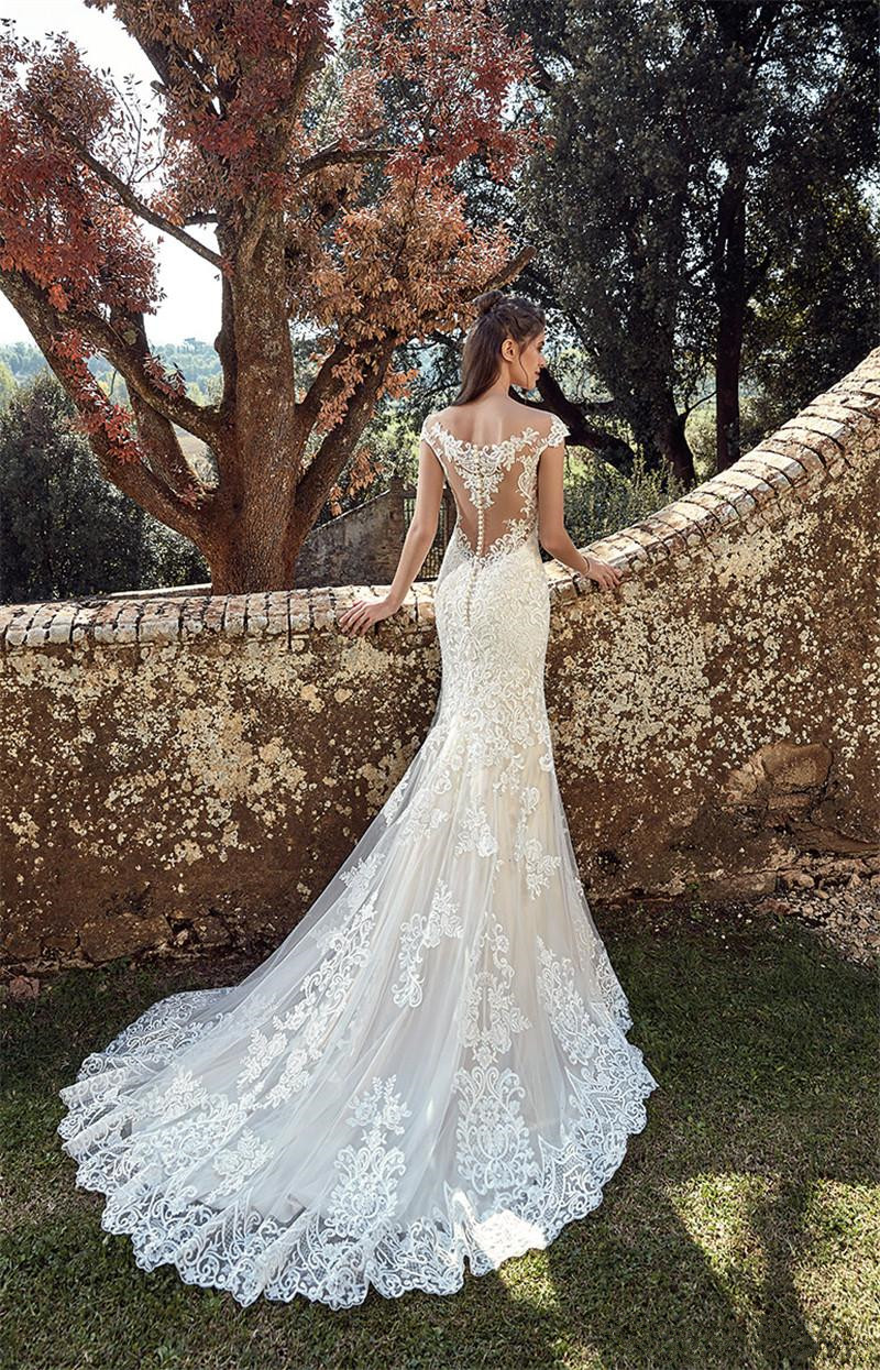 Eddy K 2019 Mermaid Wedding Dresses Western Country Garden Bohemian Bridal Gowns Lace Appliques Sweep Train Boho Wedding Dress