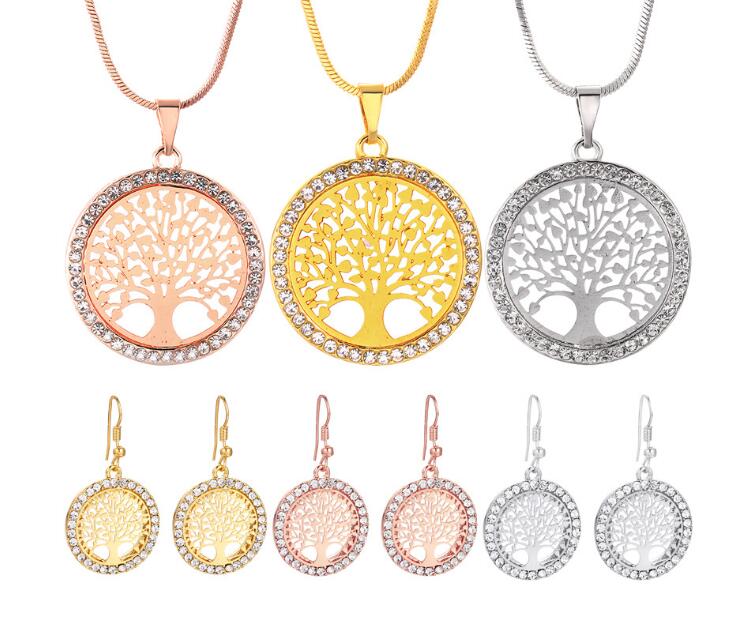 Fashion Designer Statement Rhinestones Round Tree of Life Necklace Pendant Necklace Earrings Bracelet Bijoux Collier Women Jewelry Gifts
Fashion Designer Statement Rhinestones Round Tree of Life Necklace Pendant Necklace Earrings Bracelet Bijoux Collier Women Jewelry Gifts