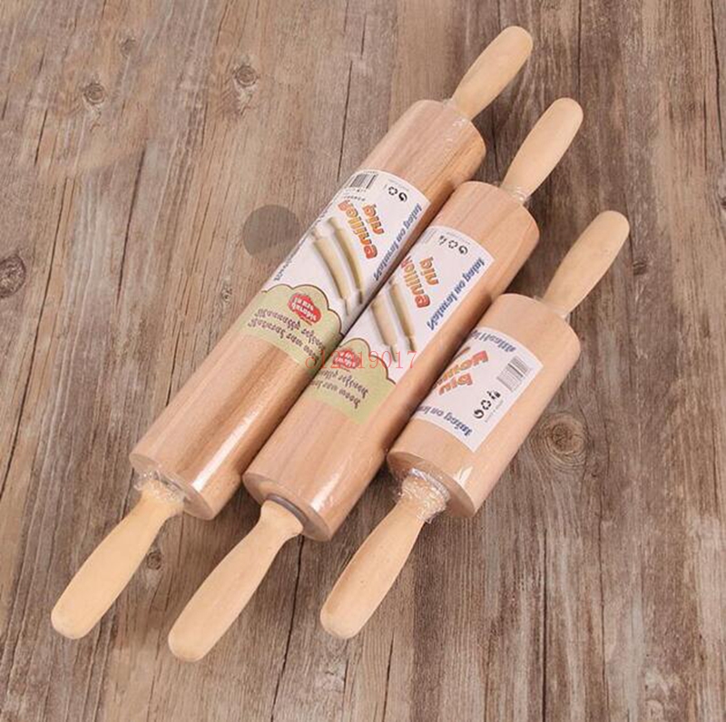 hot Non-stick Flour Stick Wood Rolling Pin Wood Roller Handle Solid Wood Handle Roller Food Silicone Quality