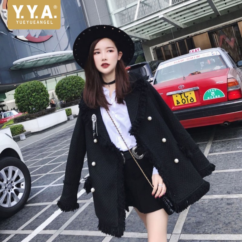 Brand New Womens Long Sleeve Pearls Double Breasted Jackets Fashion Office Ladies Loose Fit Tassel Outerwear Coats Streetwear, Black
Brand New Womens Long Sleeve Pearls Double Breasted Jackets Fashion Office Ladies Loose Fit Tassel Outerwear Coats Streetwear, Black