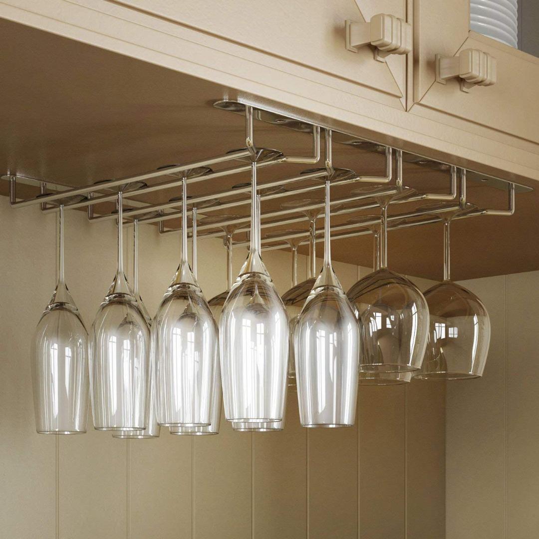 Botique-Under Cabinet Stemware Wine Glass Holder Storage Rack 13.5 Inch Deep