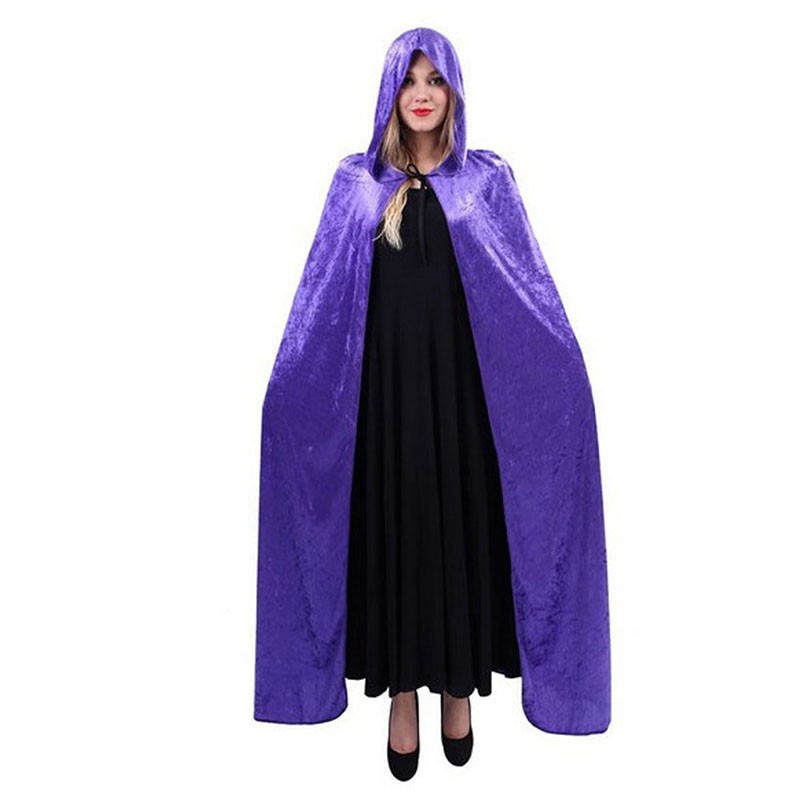Fashion Adult Men Women Kids Costume Accessories Long Velvet Cape Hooded Cloak Cosplay Unisex Wholesale Halloween Accessory Outwear Wizard Witch Princ