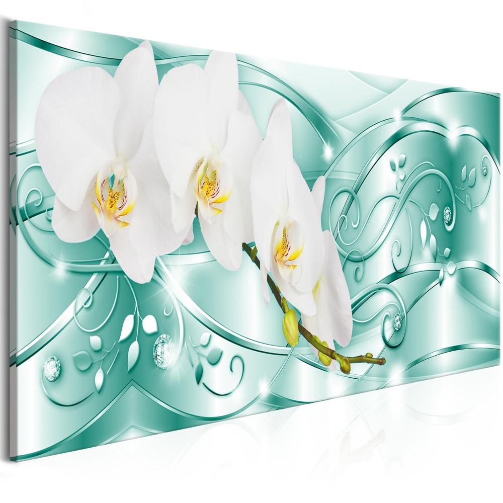 1 Panel Large HD Printed Canvas Print Painting Abstract Metal Diamond Orchid Flower Home Decoration Wall Pictures for Living Room Wall Art o