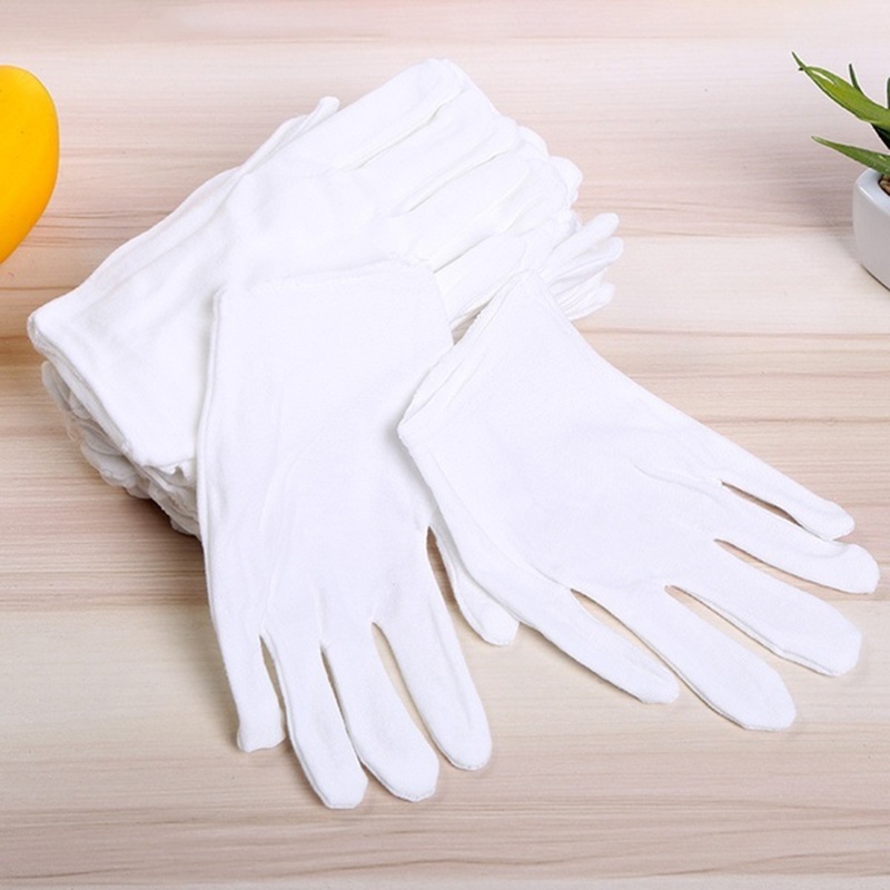 12pcs Soft White Cotton Gloves Garden Housework Protective Glove Inspection Work Wedding Ceremony Gloves Antistatic Reusable Wash3261838