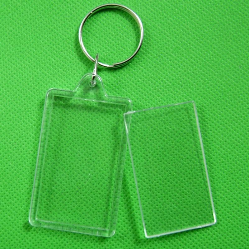 Free shipping 35pcs Blank Acrylic Keychains Insert Photo plastic Keyrings Square Key Rectangle heart circular accessories