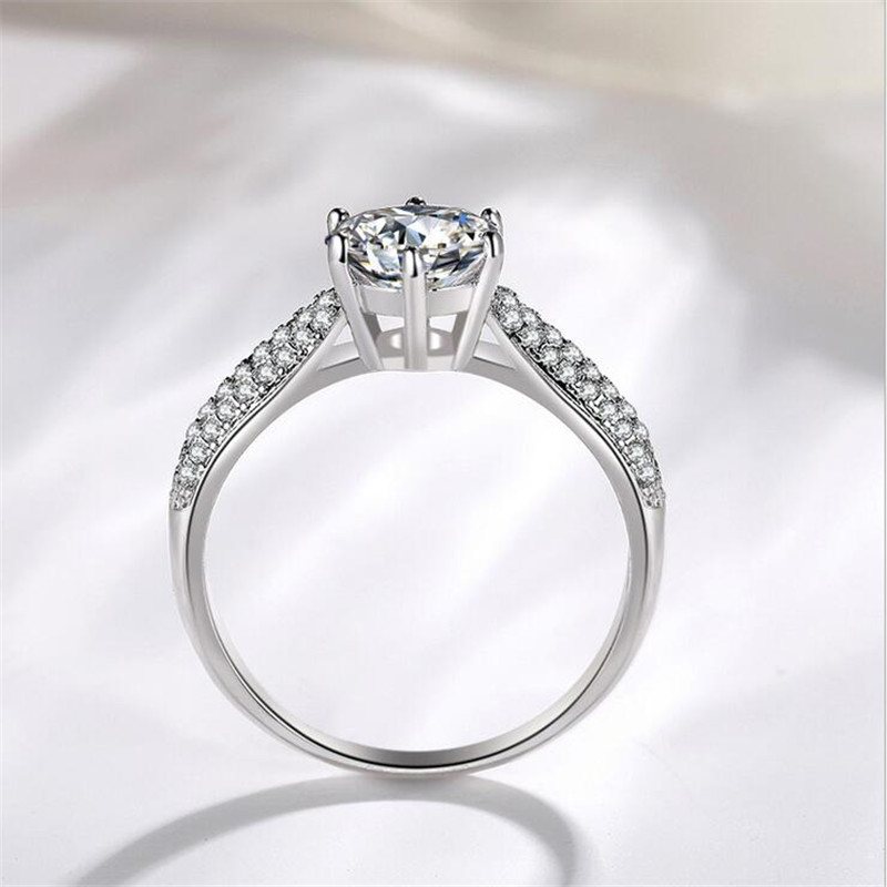 Victoria Wieck Wedding band Ring Luxury Jewelry Real 925 Sterling Silver Round Cut White Topaz CZ Diamond Women Engagement Bridal Ring Gift