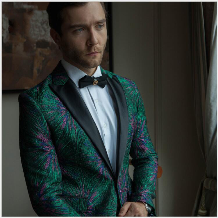 Designer New Brand Men Suits Two Pieces (Jacket+Pant) Evening Party Wear For Gentlemen Prom Wedding Tuxedos With Peaked Lapel For Sale