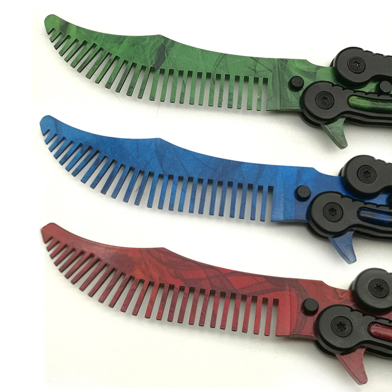 Stainless Steel Styling Training Combs Butterfly Knife Practice Hairbrushes Salon Hairdresser Folding Hair Trimmer Cool UN884