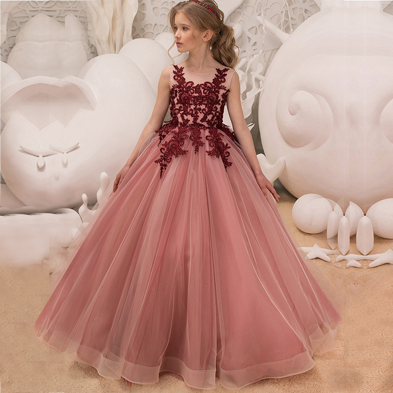 

Retail kids luxury designer clothes Flower girls dresses Ceremonies Dress Children's Clothing Elegant Princess Formal Party Gown, As picture