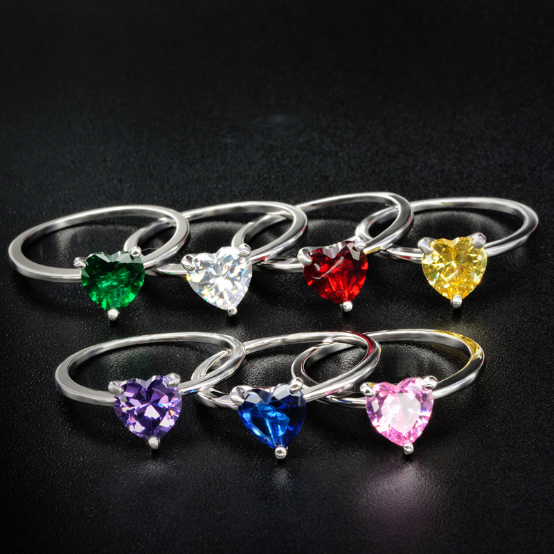 Simple and Elegant Sparkling Heart Zircon finger rings for women Top quality 7 Color Birthstone CZ Wedding ring size 4-12
Simple and Elegant Sparkling Heart Zircon finger rings for women Top quality 7 Color Birthstone CZ Wedding ring size 4-12
