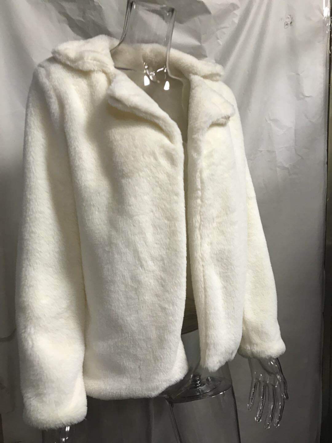 Women Plus Size Casual Faux Fur Coat Ladies Autumn Winter Elegant Pink Warm Soft Outwear Oversize Jacket New Fashion
