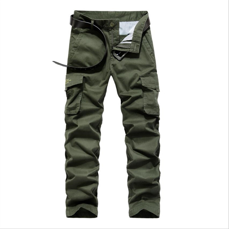 

Men's Cargo Pants Men Casual Multi Pockets Cotton Tactical Trousers Work Mens Joggers Overalls Pantalon Homme Plus Size -44, Kaki
