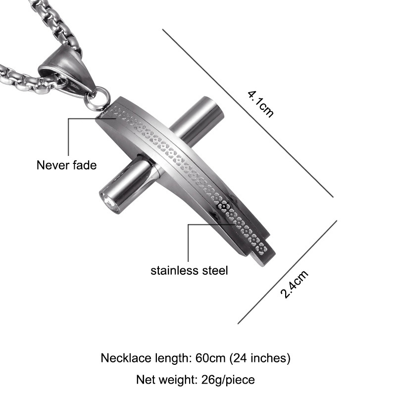 Stainless Steel Cross Pendant Necklace 18K Gold Plated Men Women Necklace Christian Jewelry Gold Silver Color