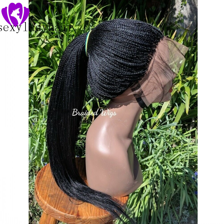 Micro Braided Lace Front Wigs Synthetic Hair for Black Women African American Braids Havana Twist Wig