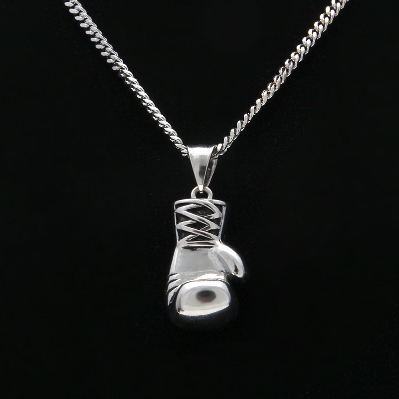 Fashion- Hop Necklace Jewelry Stainless Steel Boxing Gloves Pendant Necklace With 60cm Gold Cuban Chain