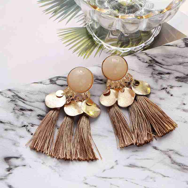 Alloy resin tassel earrings ladies hanging earrings retro style fashion jewelry birthday Valentine's Day Easter gift