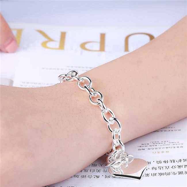 Hot sale 925 silver Wan heart brand shrimp buckle bracelet DFMCH278,fashion 925 sterling silver plated Chain link bracelets high grade
