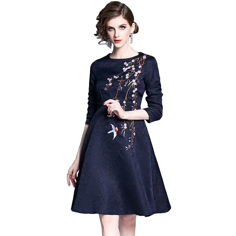 Spring Vintage O-Neck Three Quarter Sleeve Knee Length Dress Lace Patchwork Dresses Jacquard Embroidery Lady Dress Vestido, Xaq384
Spring Vintage O-Neck Three Quarter Sleeve Knee Length Dress Lace Patchwork Dresses Jacquard Embroidery Lady Dress Vestido, Xaq384