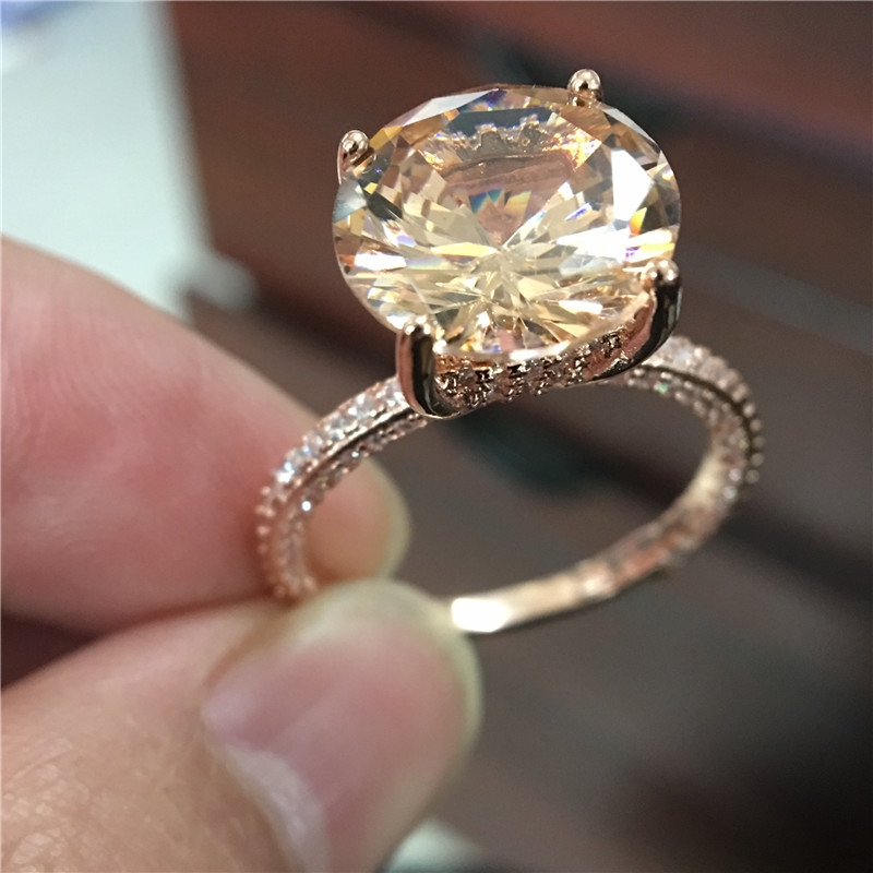 Ladies Ring Rose Gold Big Square Cubic Zirconia Jewelry Party Wedding Vintage Finger Rings For Men And Women Dropshipping