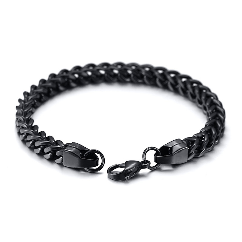 Curb Cuban Double Chains Link Men Bracelet Stainless Steel In Gold Silver Black Color 8.7" Male Pulseira Jewelry BR-625