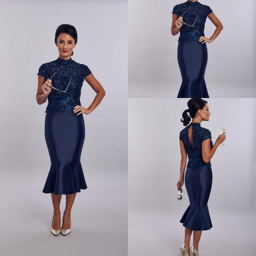 Newest Mermaid House Of Mooshki Mother of The Bride Dress High Neck Short Sleeve Applique RuchedWedding Guest Dresss Tea Length Evening Gown
Newest Mermaid House Of Mooshki Mother of The Bride Dress High Neck Short Sleeve Applique RuchedWedding Guest Dresss Tea Length Evening Gown