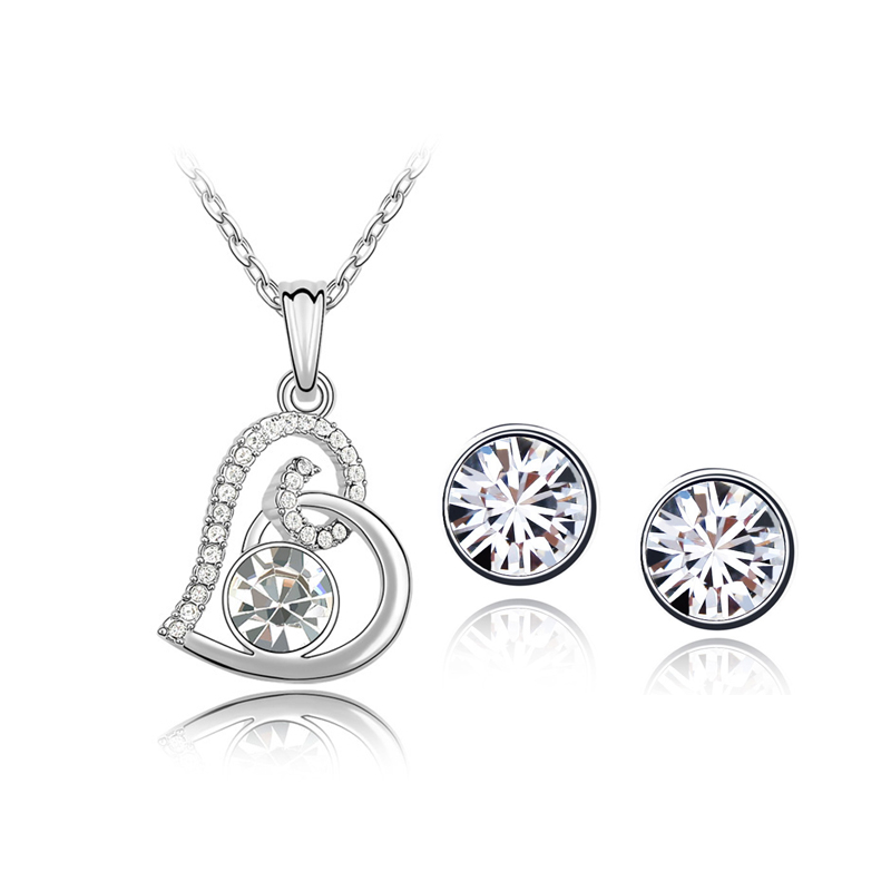 Top Quality Heart Design Pendant Necklace Earrings Jewelry Set made with Swarovski Elements For Women Party Girl Valentine's Day Bijoux Gift, White
Top Quality Heart Design Pendant Necklace Earrings Jewelry Set made with Swarovski Elements For Women Party Girl Valentine's Day Bijoux Gift, White