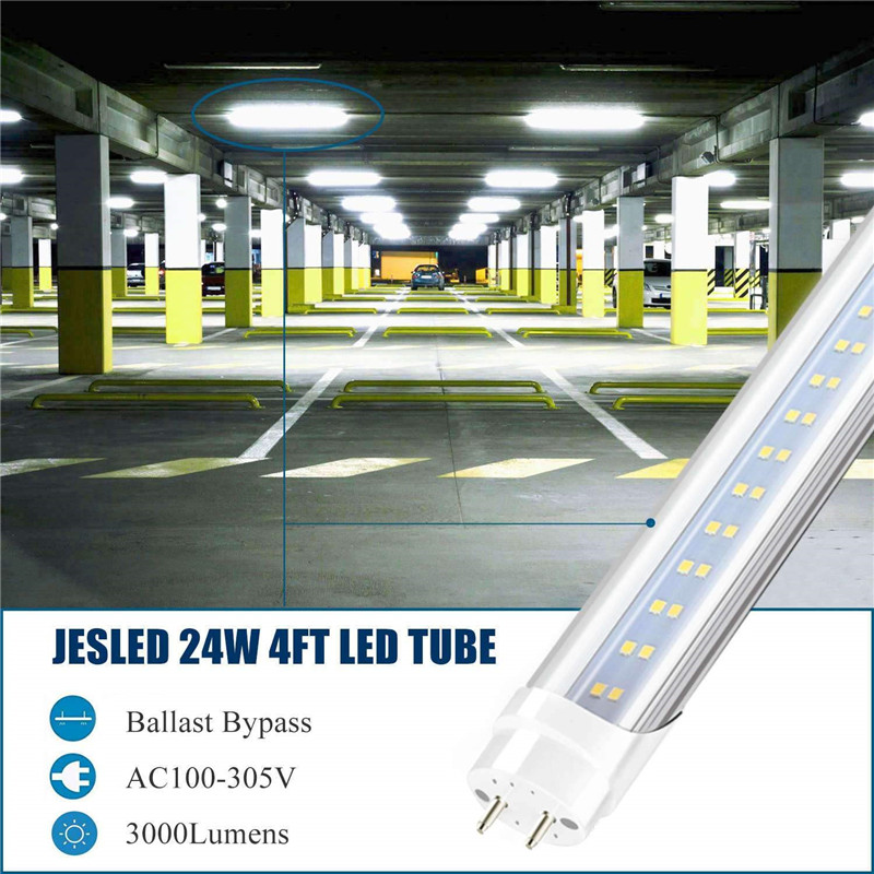Stock in US + 4ft led tube 22W 28W Cold White 1200mm 4 foot SMD2835 96pcs/192pcs Super Bright Led Fluorescent Tubes AC85-265V UL