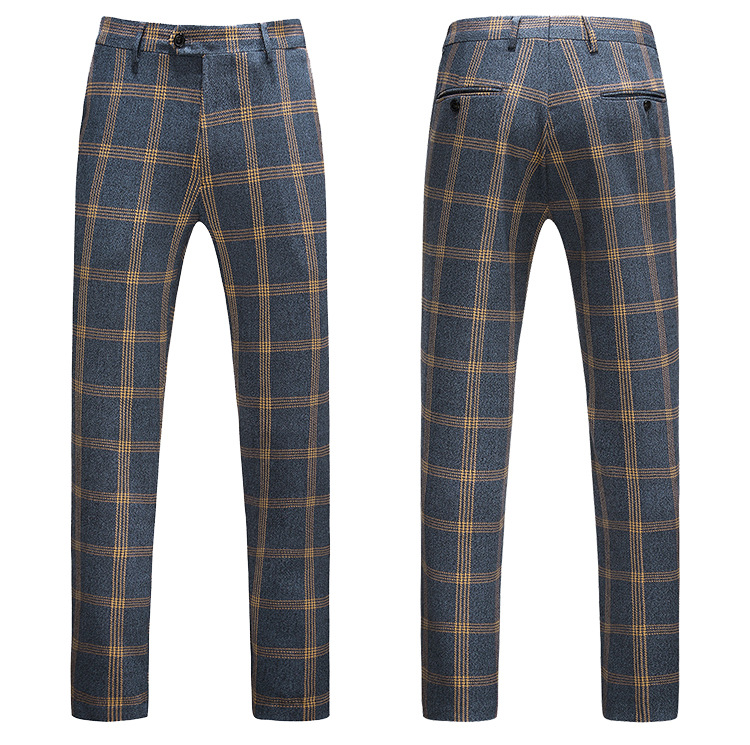 2020 Handsome Plaid Men Wedding Tuxedos Slim Fit One Button Prom Suits Man Party Blazer Suit (Jacket+Vest+Pants)