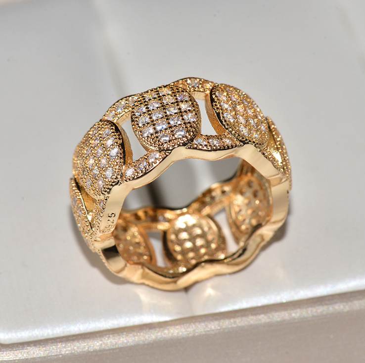 2019 New Arrival Top Selling Super Deal Vintage Fashion Jewelry 925 Sterling Silver Pave 5A Cubic Zirconia Wave Wedding Band Ring for Men